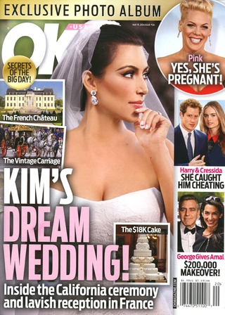 Illustration for article titled This Week in Tabloids: Faked Pix of Kim Squeezing Into Wedding Dress